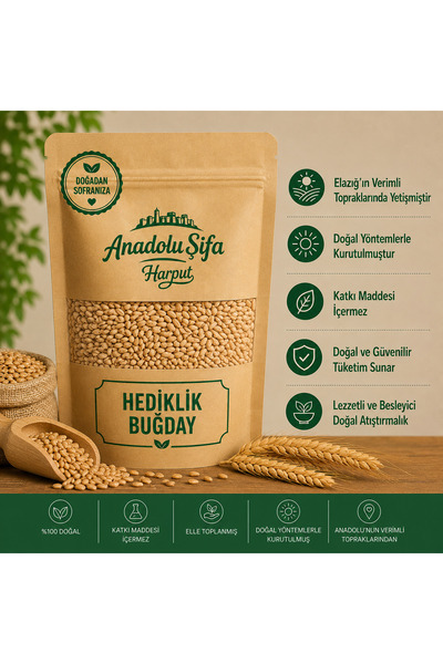 Anadolu Şifa Harput İri taneli devedişi buğday 1000gr • Hedik ve aşure yapımlık