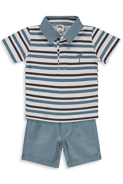 Civil Baby Palm Tree Embroidered 6-18 Months Set - Blue
