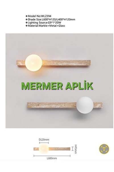 FİLİZ MODERN BROWN MERMER G9 DUY 9W LED AMPÜL APLİK