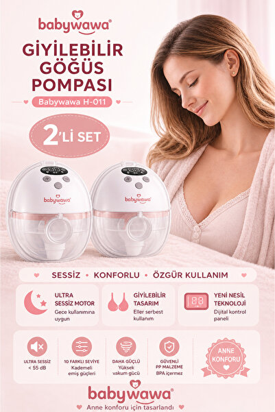 babywawa H-011 Giyilebilir Göğüs Pompası 2’li Set – Kablosuz, Sessiz, Taşınab...