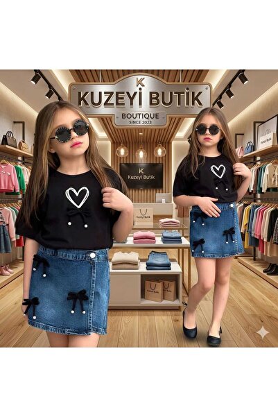 Kuzeyi Butik Set de sărbătoare pentru fete, cu fustă cu detalii inimioare și ...