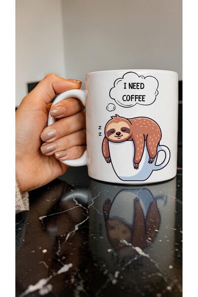 chic crazze I Need Coffee Sloth Design Ceramic Mug Fun Choice for Daily Energy