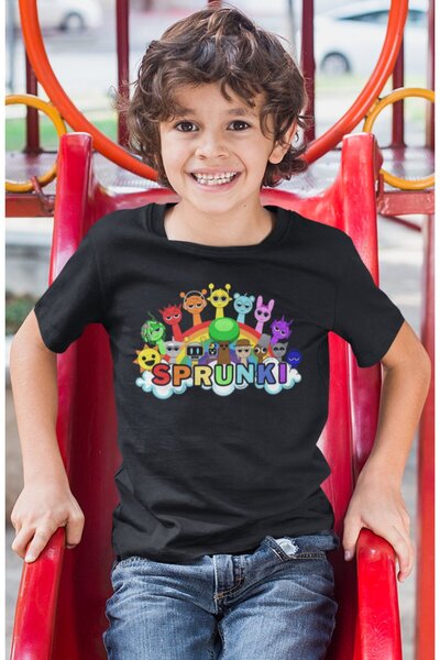 SEVBANO Tricou pentru copii cu imprimeu Sprunki, unisex, cu desene animate (1...