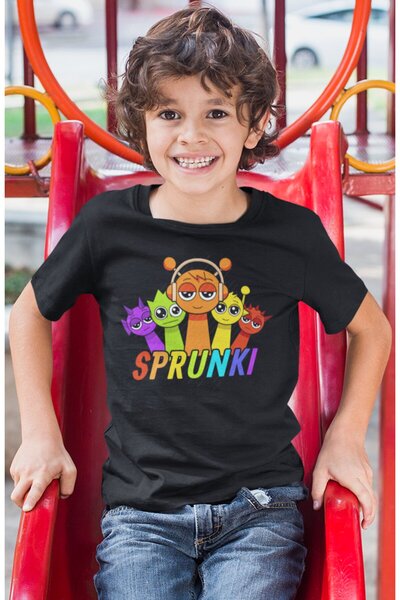 SEVBANO Tricou pentru copii cu imprimeu Sprunki, unisex, cu desene animate (1...