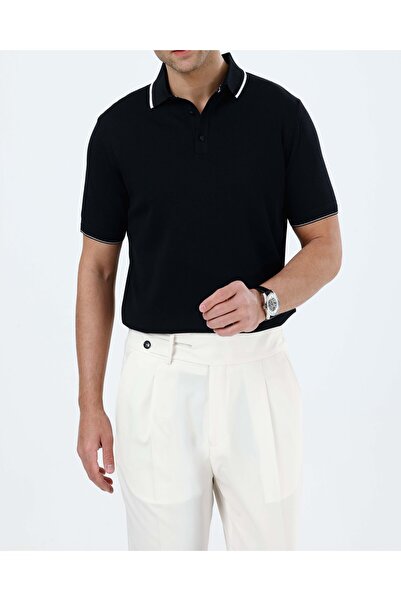 TerziAdemAltun Tricou tricotat pentru bărbați, stil italian, slim fit, cu gul...