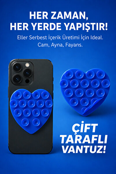 Case collection Çift Taraflı Vantuz Telefon Tutucu Slikon Kalpli