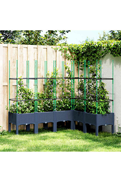 vidaxl Jardiniera de gradina cu spalier, albastru gri, 160x120x142,5 cm, PP