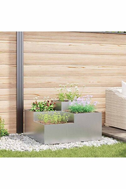 vidaxl Vaza pentru Gradina Argintiu 80 x 80 x 48 cm Otel galvanizat