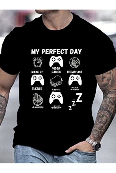 yiou trendy clothing تي شيرت Sovae My Perfect Day مطبوع للرجال بنمط كاجوال