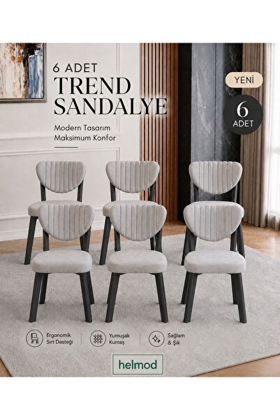 TOCE HOME Elma Serisi 6 ADET Mutfak Sandalyesi Metal Kaplama 1. Sınıf Babyfac...
