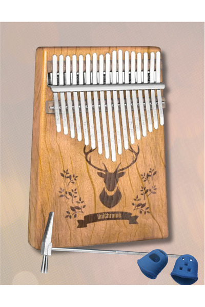 Unichrome Klx-510 Hakiki Ağaç Geyik Desenli Kalimba 17 Tuşlu Ahşap