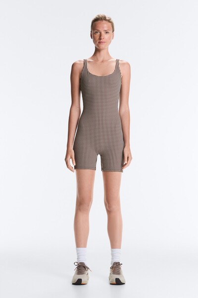 Oysho Comfortlux gingham short jumpsuit