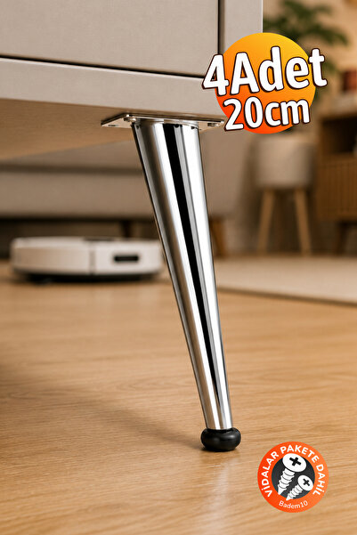 Omax (1 Piece) 20 cm Metal Chrome Grade Furniture Coffee Table Sofa Feet Including Mounting Screws Feet