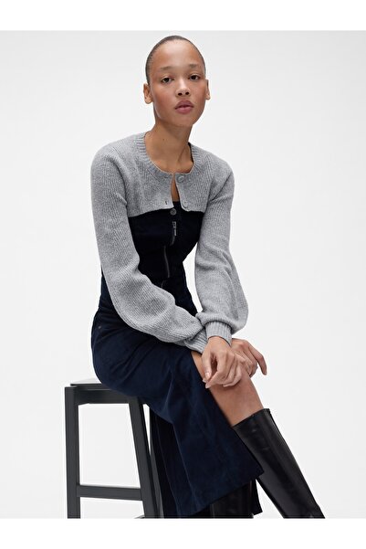 GAP Kadın Gri GapStudio CashSoft Shrunken Crop Hırka