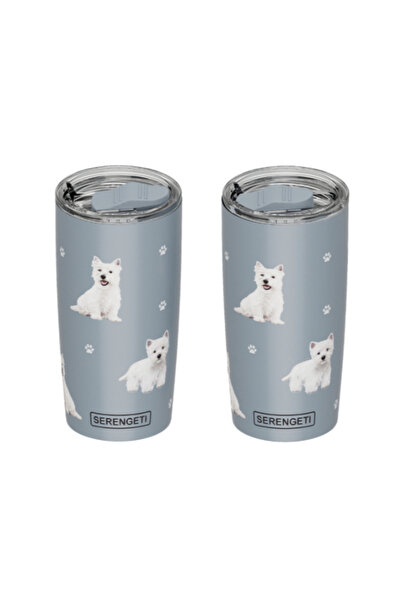 E&S Pets كوب سيرينجيتي مطبوع عليه صورة كلب ويستي، معزول بجدار مزدوج مفرغ الهو...