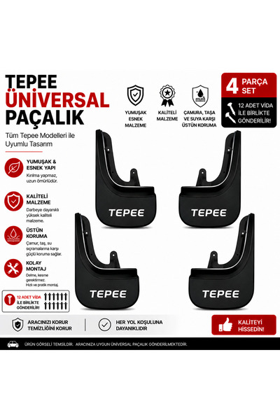 CarEste Peugeot Partner Tepee Uyumlu Üniversal Paçalık Seti 4 Parça Esnek Çam...