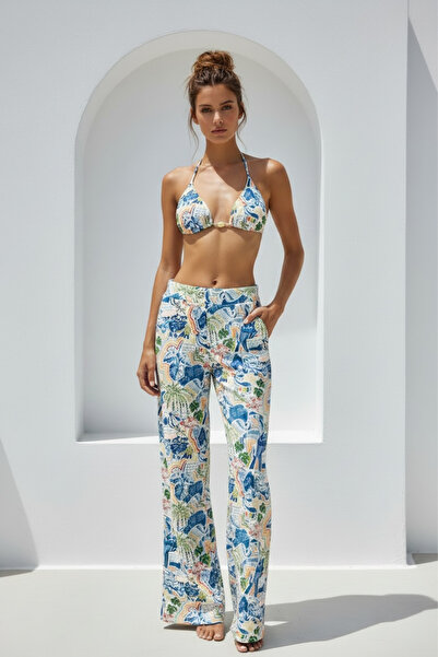 Less Is More Dew Desenli Keten Pantolon LM26121_SEA