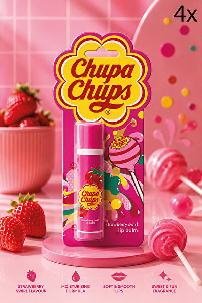 Chupa Chups Çilek Aromalı Tekli Dudak Balm - 3.2 Gr 4 Adet