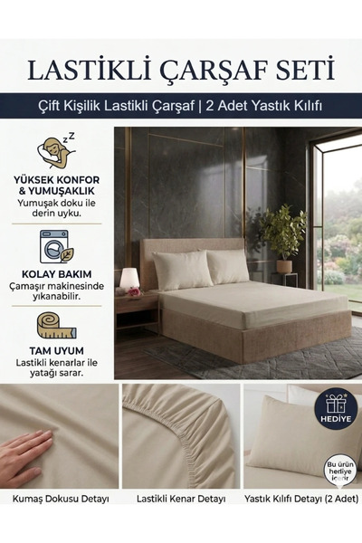embays collection 160x200cm Çift Kişilik Pamuklu Lastikli Çarşaf ( Yastık Kıl...