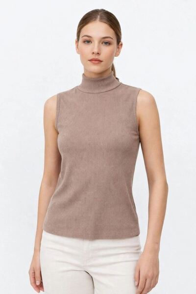 Generic Brand Women's Half Turtleneck Ribbed Camisole Undershirt Basic Stylis...