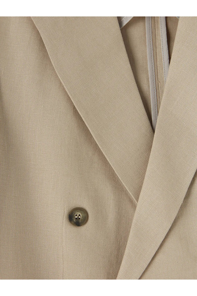 LC Waikiki Beige standard fit men's linen blazer jacket