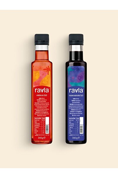 Ravla 2'li Ürün - Hibiskus Özü 340g / Yaban Mersini Özü 340g
