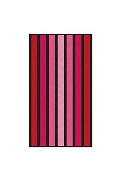 SHOPIENS Prosop de plajă roz fucsia cu dungi roșii 180 x 100 cm