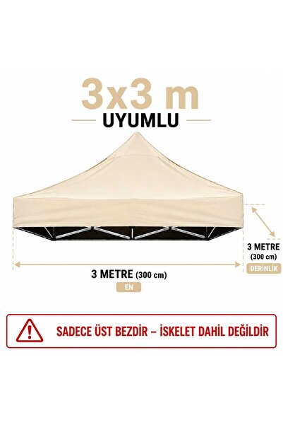 Şemsiyecim 3x3 Uyumlu Gazebo Üst Bezi Sadece Üst Kumaş Su İtici