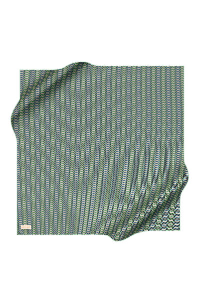 Pierre Cardin Green 90X90 Silk Crepe Satin Scarf