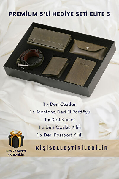 CüzCan Elite 3 Premium Hakiki Deri Cüzdan, El Portföyü, Kemer, Gözlük ve Pass...