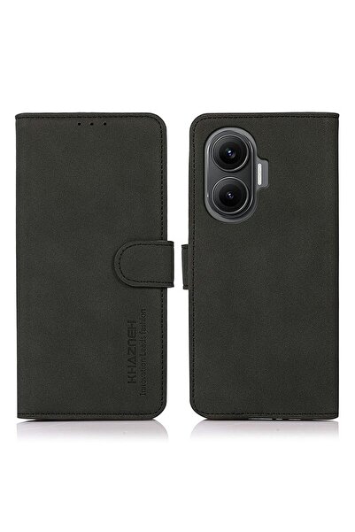 KHAZNEH Retro Leather Θήκη Πορτοφόλι Black (Xiaomi Poco F7 5G)