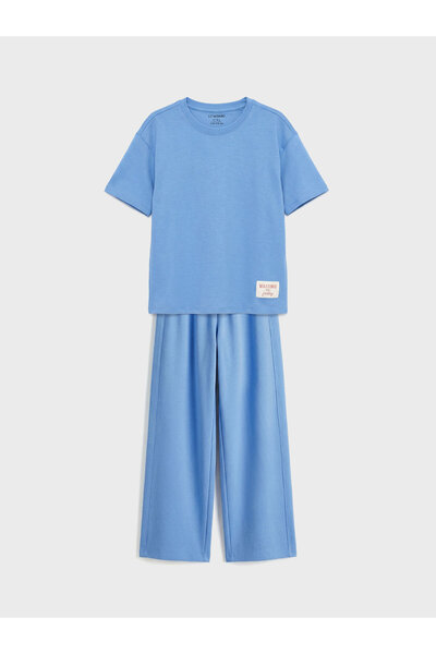 LC Waikiki Set de tricou și pantaloni de trening pentru fete, cu talie elasti...