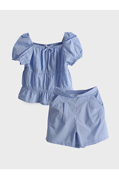 LC Waikiki Set 2 piese: Cămașă și pantaloni scurți din poplin pentru fete