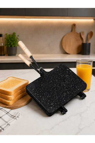BERMİRA Home Collection İç Dış Granit Döküm Ocak Üstü El Tost Makinası, Grani...