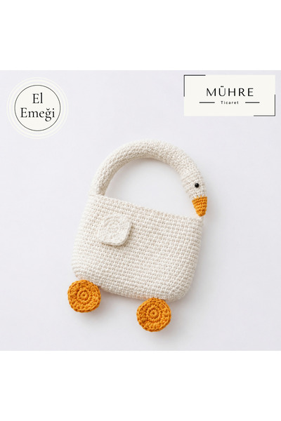 mühre Ördek Model Çanta Amigurumi Örgü El Emeği Şirin Çanta Çocuk Çantası