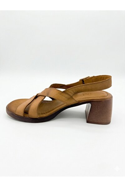 ÇİZGİ Sms Leather Heel Sandals