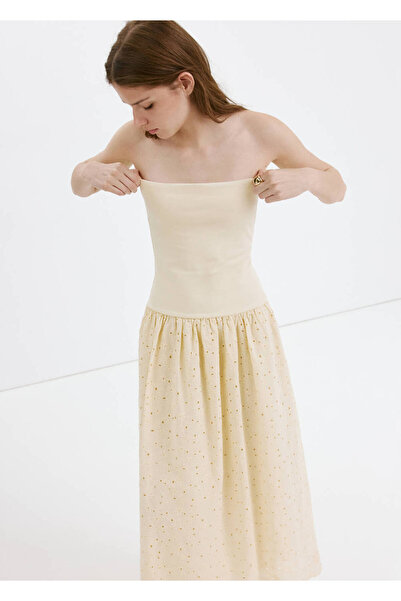 MANGO Woman Embroidered cutwork bandeau dress