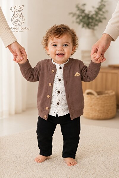 METEOR BABY Baby Boy 3-Piece Set Buttoned Seasonal Baby Set