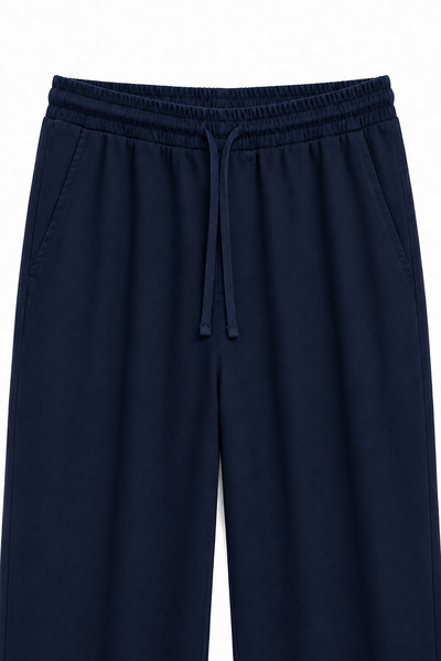 Bossago Pantaloni de in pentru bărbați, confortabili, de vară, texturati, albastru marin
