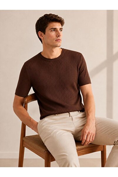 CLASSİCS MEN Ανδρικό κοντομάνικο πλεκτό μπλουζάκι Turbulance Slim Fit 7673