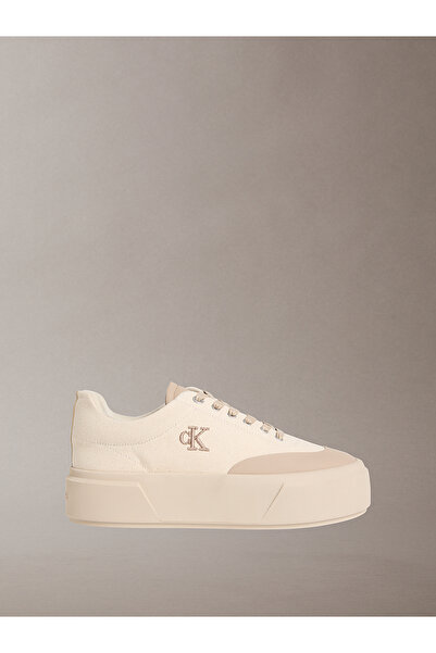 Calvin Klein Kadın Platform Taban CK Logolu Bej Sneaker