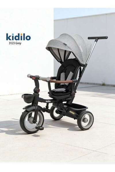 Kidilo 3 in 1 Tricycle for Kids | Toddler Trike with Parent Handle, Canopy, L...