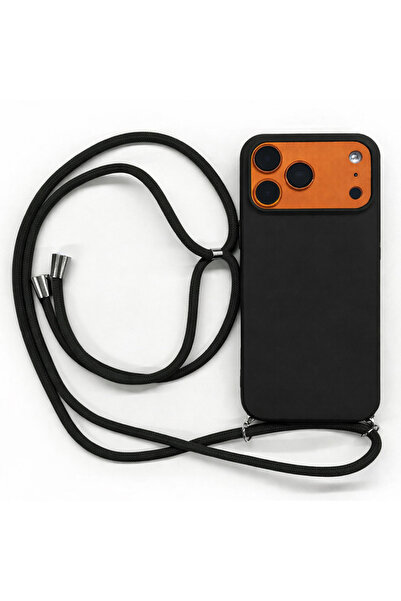 silicone Neck Strap Case Viper Drawstring Phone Case Black Compatible with iPhone 17 Pro Max