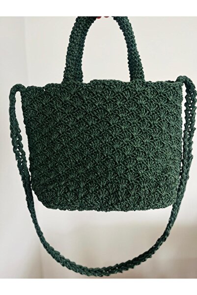 İlmek anne butik Kağıt İp Çanta - Orta Boy Omuz Çanta- Örgü Yazlık Çanta