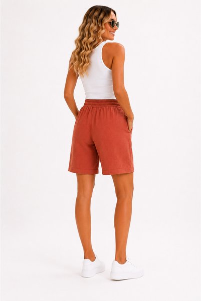 duygu altıntaş 100% Cotton Muslin Shorts Women's Summer Comfortable Fit Elastic Pocket Detail City Size
