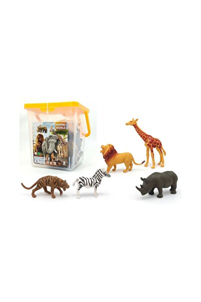 PinkBlue Set educativ cu 23 figurine realiste animale salbatice + cutie depoz...