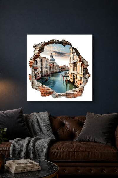 Lucena Pictură decorativă 3D cu peisaj de canale din Veneția, pictură pe pere...