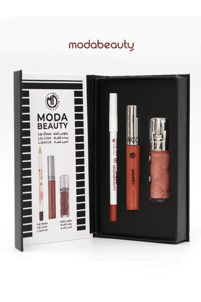 Moda Beauty مجموعة الشفاه (قلوس + محدد + روج) 4 الوان من مودا بيوتي
