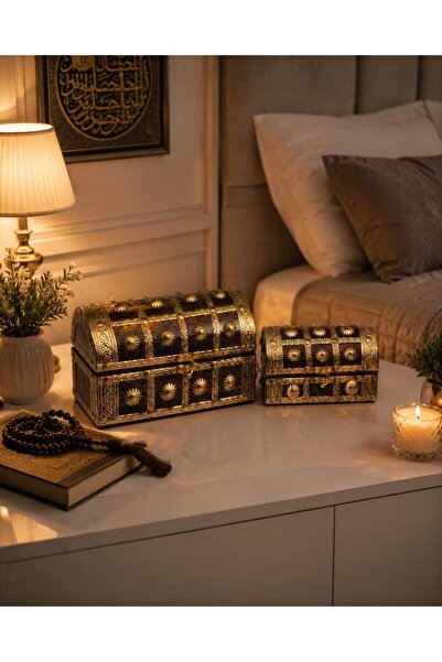 Banum Luxury Lüx Çok Amaçlı Göknar Ağaclı Tasarım Hediyelik 2Li Sandık
