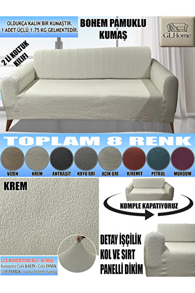 İLYEVTEKSTİLİ BOHEM PAMUKLU KUMAŞ ÇİFT KİŞİLİK KOLTUK KILIFI KOMPLE GİYDİRME ...